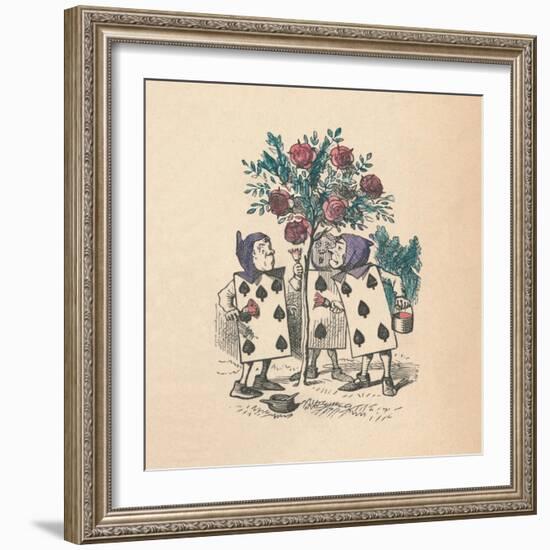 'The Playing cards painting the Rose Bushes', 1889-John Tenniel-Framed Giclee Print