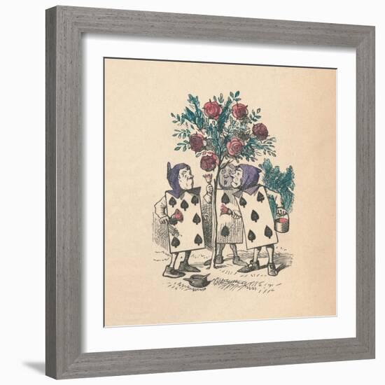 'The Playing cards painting the Rose Bushes', 1889-John Tenniel-Framed Giclee Print