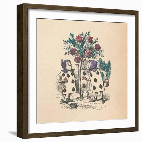 'The Playing cards painting the Rose Bushes', 1889-John Tenniel-Framed Giclee Print