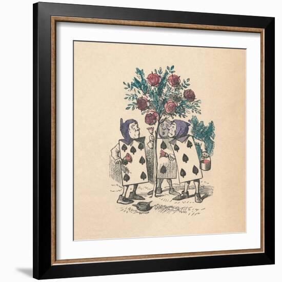 'The Playing cards painting the Rose Bushes', 1889-John Tenniel-Framed Giclee Print