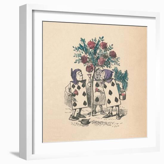 'The Playing cards painting the Rose Bushes', 1889-John Tenniel-Framed Giclee Print