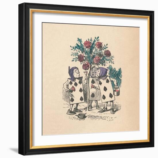 'The Playing cards painting the Rose Bushes', 1889-John Tenniel-Framed Giclee Print