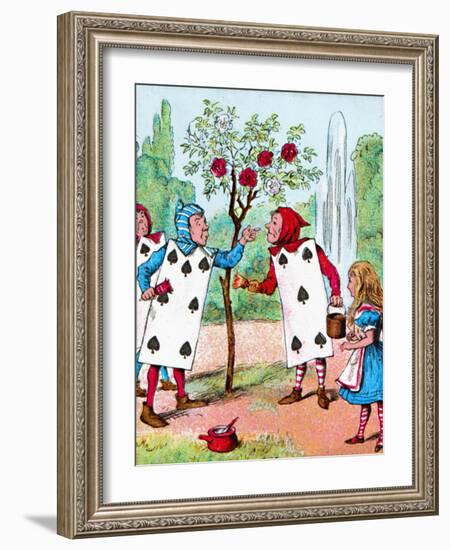 'The Playing cards painting the Rose Bushes', c1910-John Tenniel-Framed Giclee Print