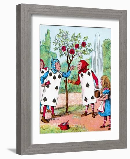 'The Playing cards painting the Rose Bushes', c1910-John Tenniel-Framed Giclee Print