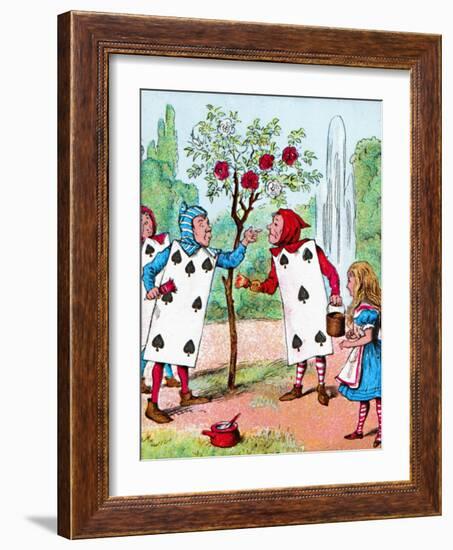 'The Playing cards painting the Rose Bushes', c1910-John Tenniel-Framed Giclee Print