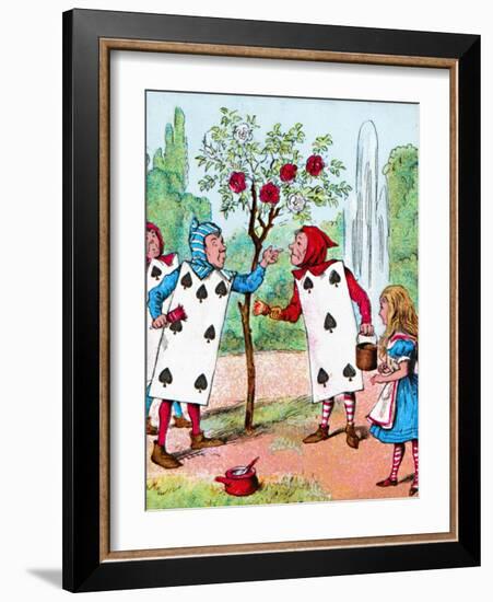 'The Playing cards painting the Rose Bushes', c1910-John Tenniel-Framed Giclee Print