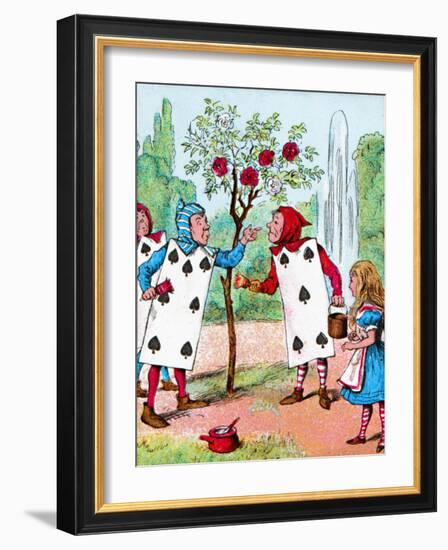 'The Playing cards painting the Rose Bushes', c1910-John Tenniel-Framed Giclee Print