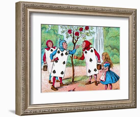 'The Playing cards painting the Rose Bushes', c1910-John Tenniel-Framed Giclee Print