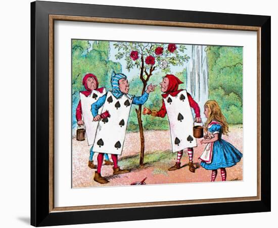 'The Playing cards painting the Rose Bushes', c1910-John Tenniel-Framed Giclee Print