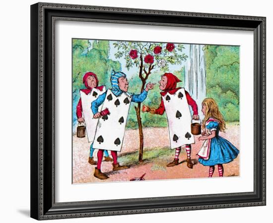 'The Playing cards painting the Rose Bushes', c1910-John Tenniel-Framed Giclee Print