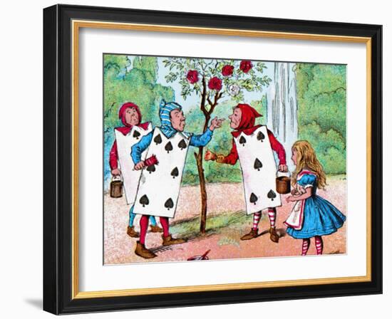 'The Playing cards painting the Rose Bushes', c1910-John Tenniel-Framed Giclee Print