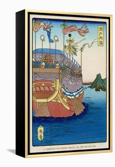 The Pleasure-Barge of a Daimyo of the Togugawa Era on the Inland Sea-Tsukioka Kinzaburo Yoshitoshi-Framed Stretched Canvas
