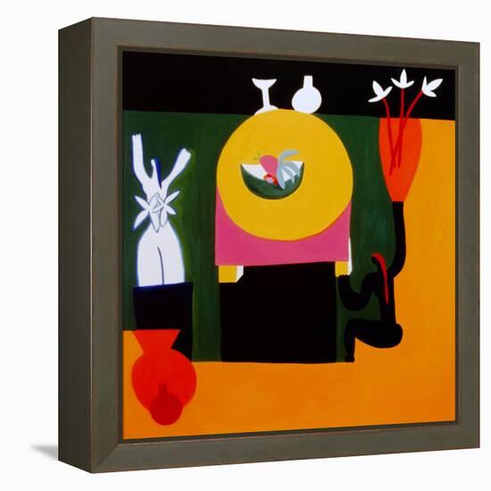 The pleasure of being still life, 1996, (oil on linen)-Cristina Rodriguez-Framed Premier Image Canvas