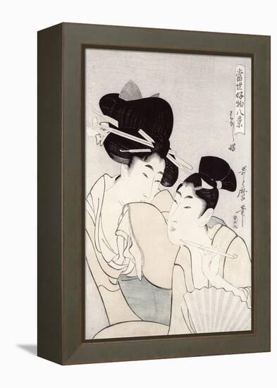 The Pleasure of Conversation, from the Series Tosei Kobutsu Hakkei-Kitagawa Utamaro-Framed Premier Image Canvas