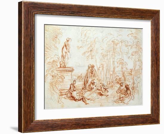 The Pleasure of Love, Sketch, 18th Century-Jean-Antoine Watteau-Framed Giclee Print