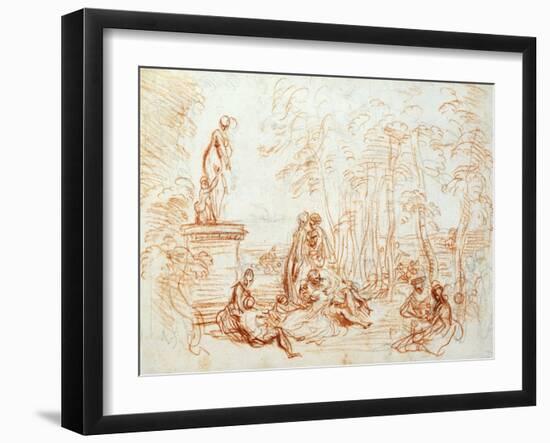 The Pleasure of Love, Sketch, 18th Century-Jean-Antoine Watteau-Framed Giclee Print