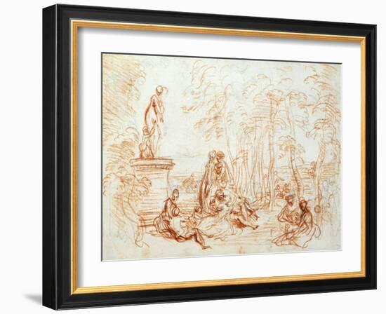 The Pleasure of Love, Sketch, 18th Century-Jean-Antoine Watteau-Framed Giclee Print