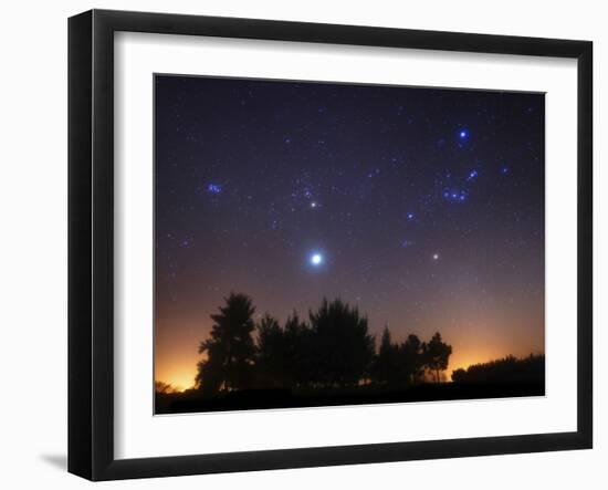 The Pleiades, Taurus And Orion with Jupiter Over Doyle, Argentina-Stocktrek Images-Framed Photographic Print