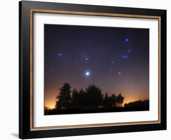 The Pleiades, Taurus And Orion with Jupiter Over Doyle, Argentina-Stocktrek Images-Framed Photographic Print