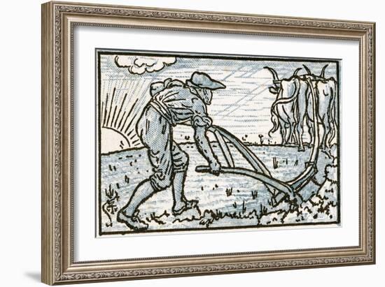 The Ploughman, Song Illustration for 'Who Liveth So Merry in All This Land?', from 'Pan-Pipes', a…-Walter Crane-Framed Giclee Print