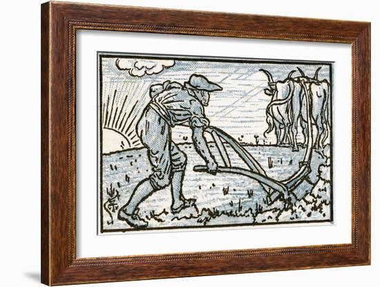 The Ploughman, Song Illustration for 'Who Liveth So Merry in All This Land?', from 'Pan-Pipes', a…-Walter Crane-Framed Giclee Print