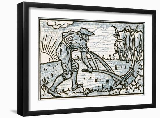 The Ploughman, Song Illustration for 'Who Liveth So Merry in All This Land?', from 'Pan-Pipes', a…-Walter Crane-Framed Giclee Print