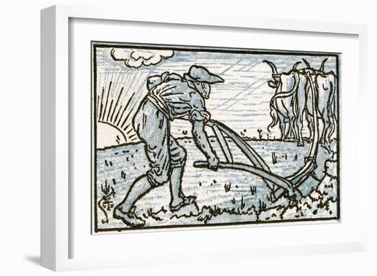 The Ploughman, Song Illustration for 'Who Liveth So Merry in All This Land?', from 'Pan-Pipes', a…-Walter Crane-Framed Giclee Print