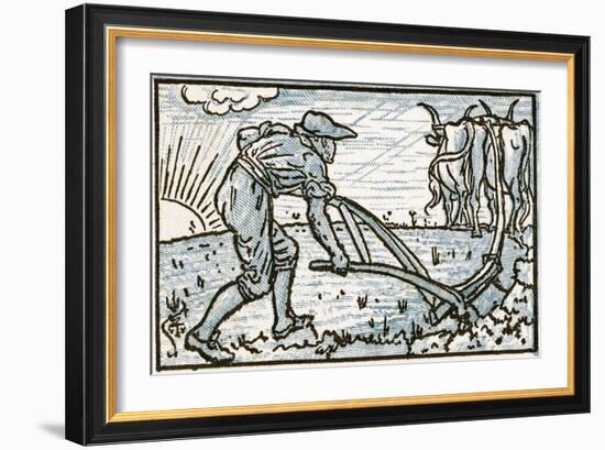 The Ploughman, Song Illustration for 'Who Liveth So Merry in All This Land?', from 'Pan-Pipes', a…-Walter Crane-Framed Giclee Print