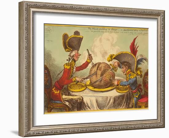 The Plumb-Pudding in Danger, or State Epicures Taking Un Petit Souper-James Gillray-Framed Giclee Print