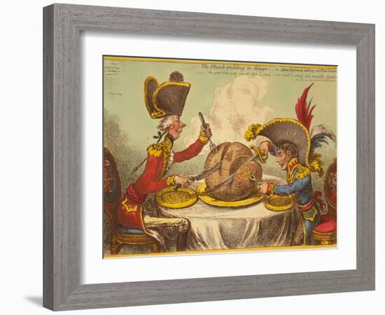 The Plumb-Pudding in Danger, or State Epicures Taking Un Petit Souper-James Gillray-Framed Giclee Print