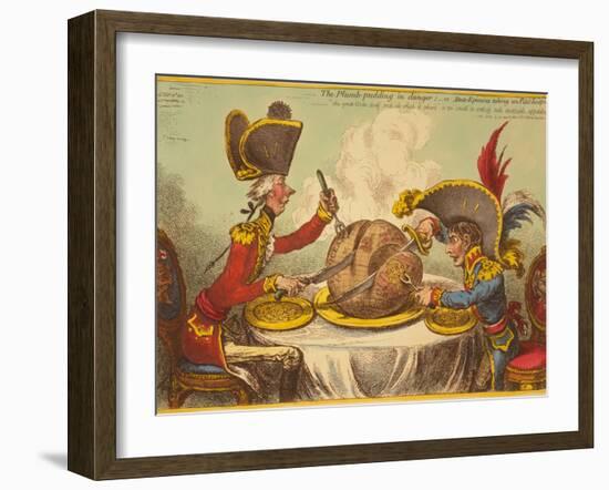 The Plumb-Pudding in Danger, or State Epicures Taking Un Petit Souper-James Gillray-Framed Giclee Print