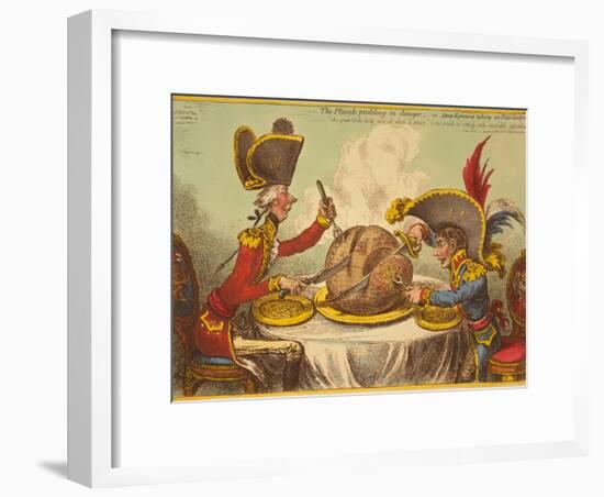 The Plumb-Pudding in Danger, or State Epicures Taking Un Petit Souper-James Gillray-Framed Giclee Print