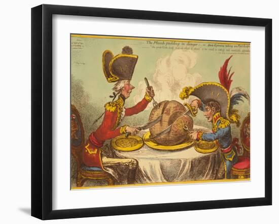 The Plumb-Pudding in Danger, or State Epicures Taking Un Petit Souper-James Gillray-Framed Giclee Print