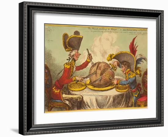 The Plumb-Pudding in Danger, or State Epicures Taking Un Petit Souper-James Gillray-Framed Giclee Print