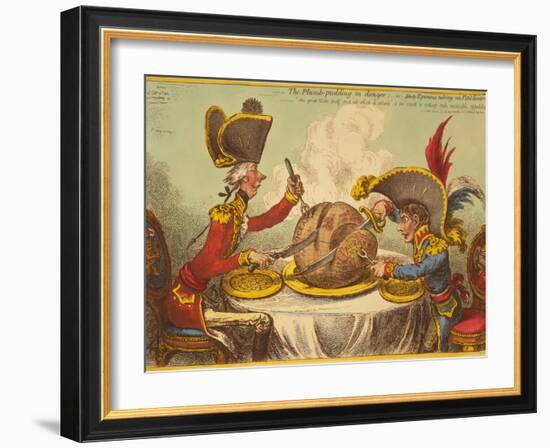 The Plumb-Pudding in Danger, or State Epicures Taking Un Petit Souper-James Gillray-Framed Giclee Print