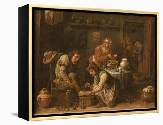 The Podiatrist Or Foot Surgeon-David Teniers-Framed Stretched Canvas