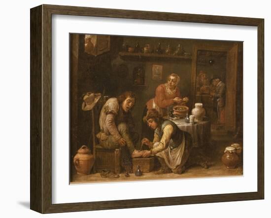 The Podiatrist Or Foot Surgeon-David Teniers-Framed Art Print