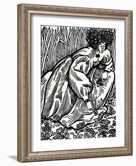 'The Poems of Ronsard. Original Woodcut', 1902, (1923)-Lucien Pissarro-Framed Giclee Print