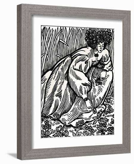'The Poems of Ronsard. Original Woodcut', 1902, (1923)-Lucien Pissarro-Framed Giclee Print