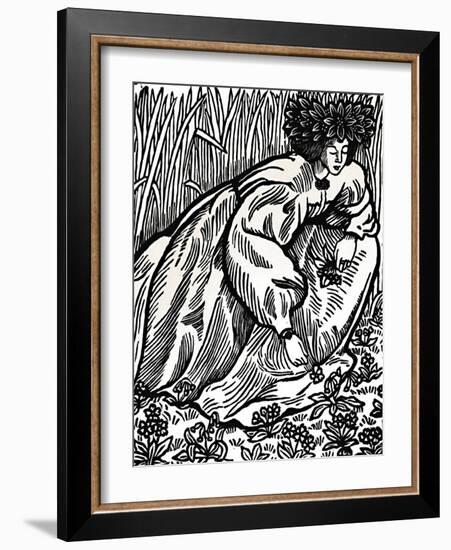 'The Poems of Ronsard. Original Woodcut', 1902, (1923)-Lucien Pissarro-Framed Giclee Print