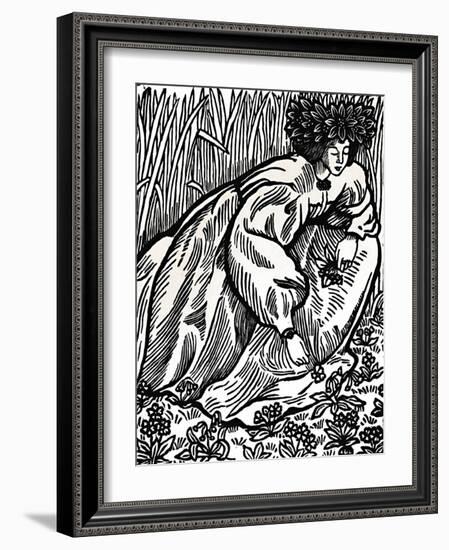 'The Poems of Ronsard. Original Woodcut', 1902, (1923)-Lucien Pissarro-Framed Giclee Print