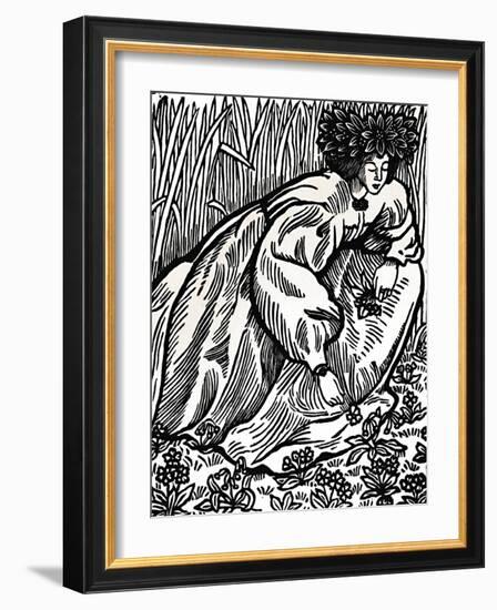 'The Poems of Ronsard. Original Woodcut', 1902, (1923)-Lucien Pissarro-Framed Giclee Print
