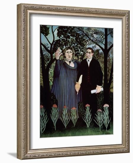 The Poet and His Muse. Portrait of Guillaume Apollinaire and Marie Laurencin, 1909-Henri Rousseau-Framed Giclee Print