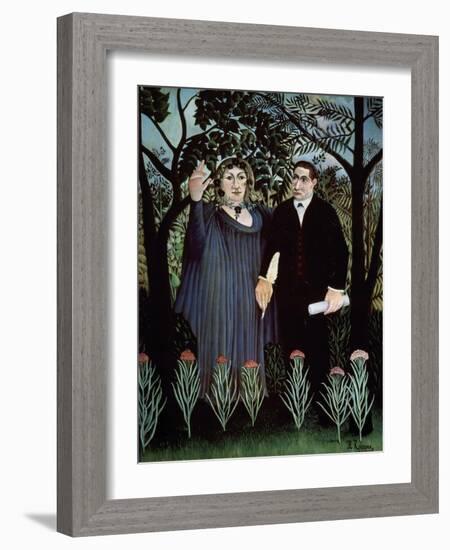 The Poet and His Muse. Portrait of Guillaume Apollinaire and Marie Laurencin, 1909-Henri Rousseau-Framed Giclee Print