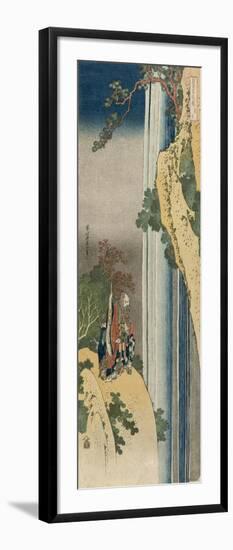 The Poet Rihaku (Li Bai) is lost in wonder at the majesty of the great waterfall of Mount Lu-Katsushika Hokusai-Framed Giclee Print