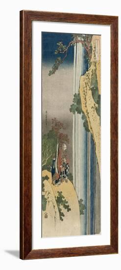 The Poet Rihaku (Li Bai) is lost in wonder at the majesty of the great waterfall of Mount Lu-Katsushika Hokusai-Framed Giclee Print