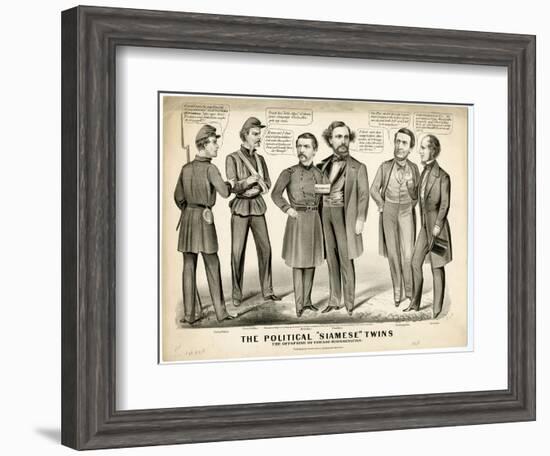 The Political Siamese Twins, the Offspring of Chicago Miscegenation, 1864-Currier & Ives-Framed Giclee Print