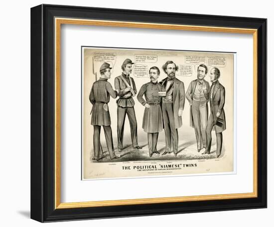 The Political Siamese Twins, the Offspring of Chicago Miscegenation, 1864-Currier & Ives-Framed Giclee Print