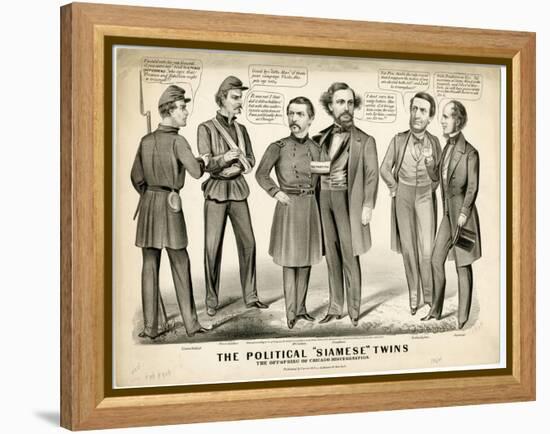 The Political Siamese Twins, the Offspring of Chicago Miscegenation, 1864-Currier & Ives-Framed Premier Image Canvas