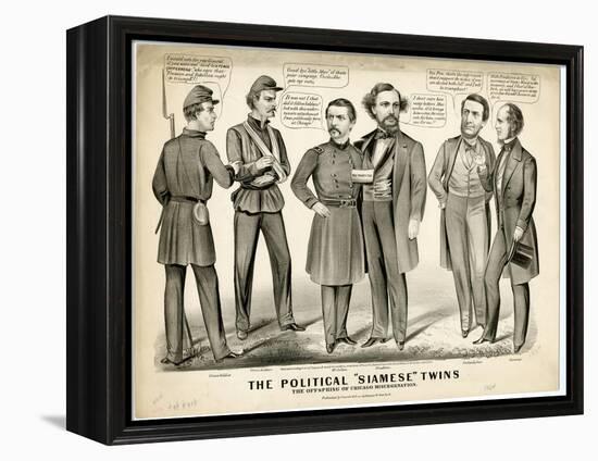 The Political Siamese Twins, the Offspring of Chicago Miscegenation, 1864-Currier & Ives-Framed Premier Image Canvas